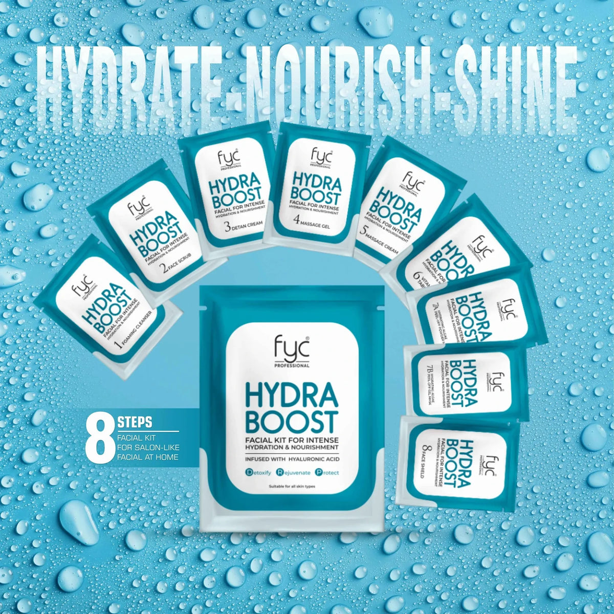 FYC 8 STEP HydraBoost Facial Kit Pouch 185g