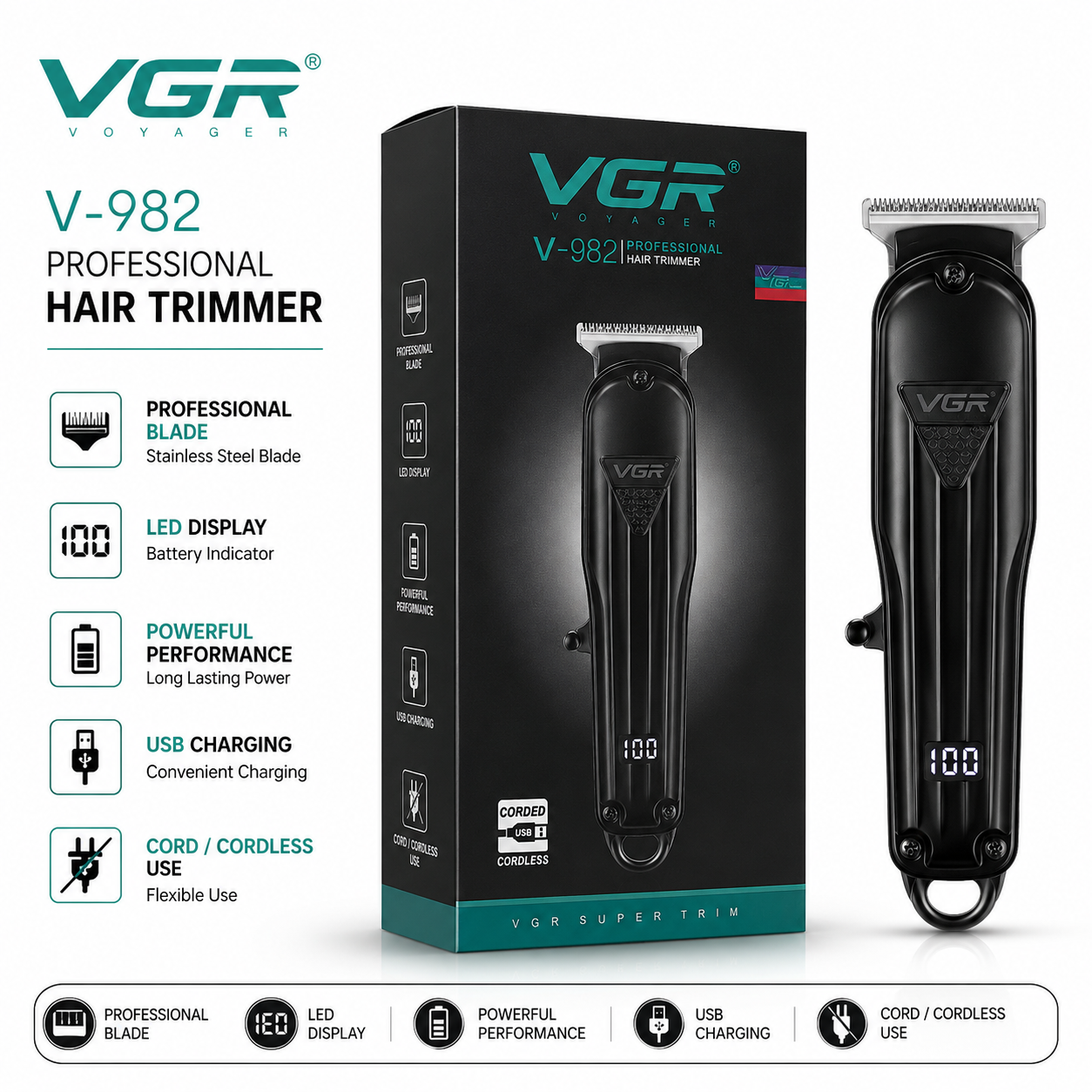 VGR PROFESSIONAL HAIR TRIMMER V982