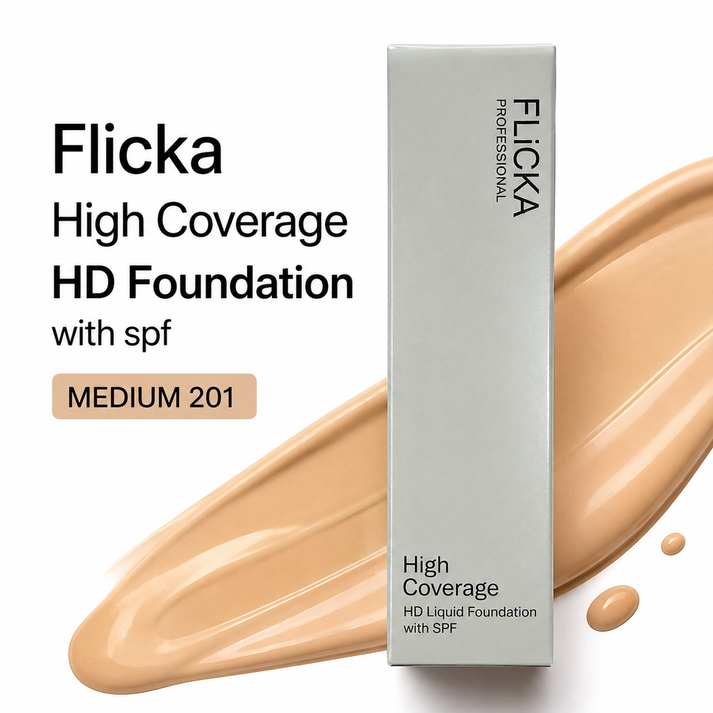 Flicka High Coverage HD Foundation with spf MEDIUM 201