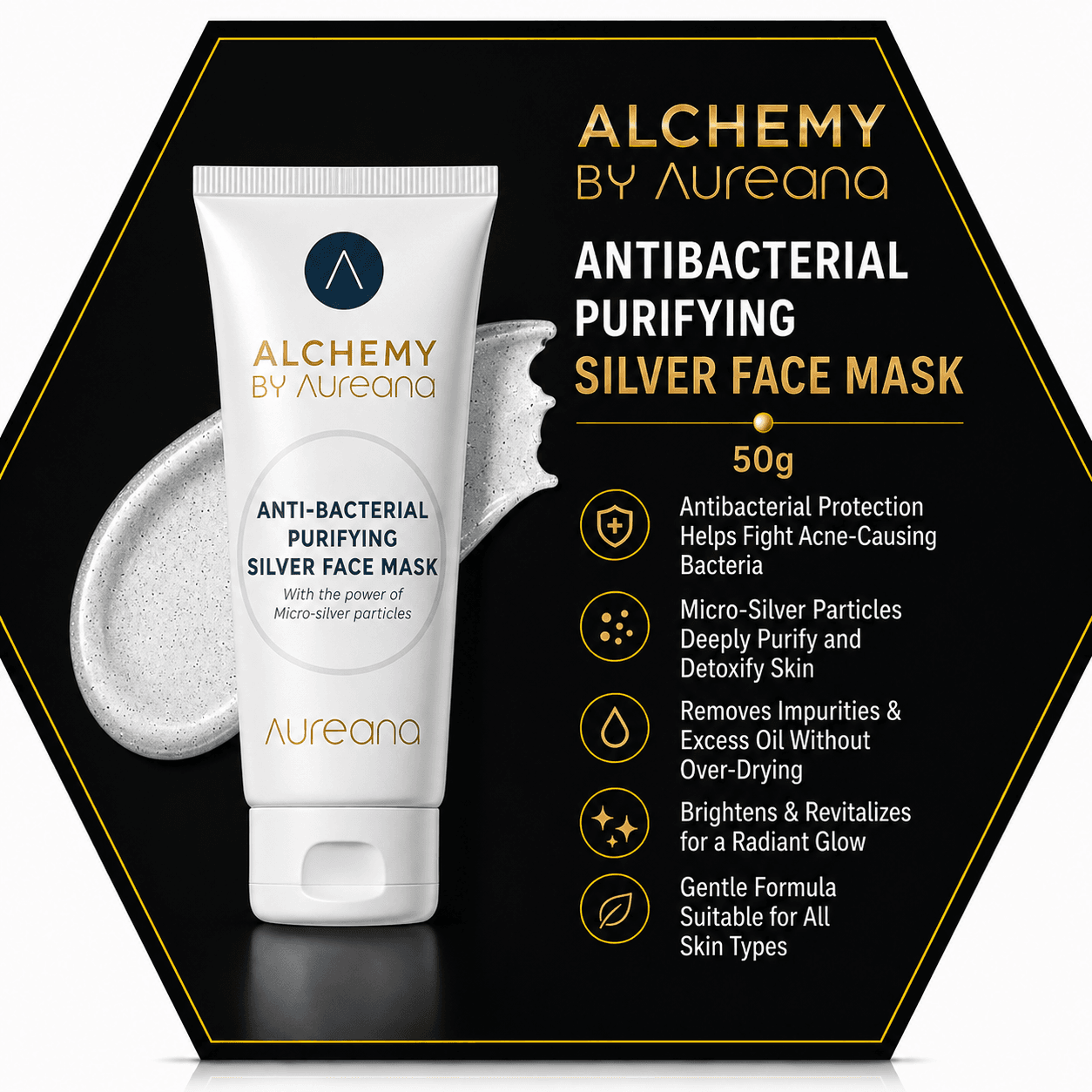 Alchemy By Aureana Antibacterial Purifying Silver Face Mask 50g