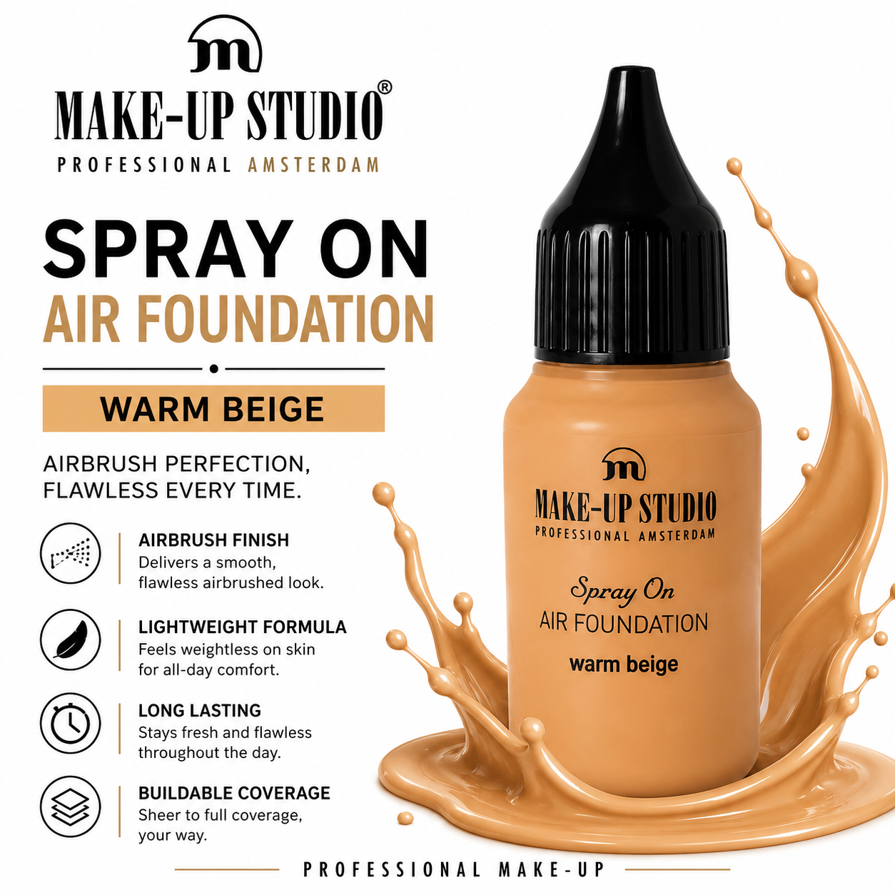 Make-Up Studio Spray On Air Foundation 20ml - Warm Beige