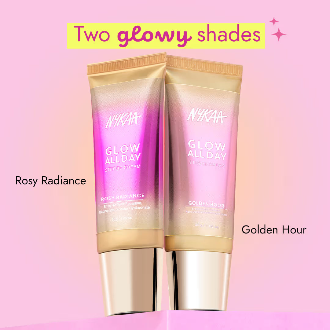 Nykaa Glow All Day Illuminating Strobe Cream + Moisturising Primer + Highlighter - Rosy Radiance