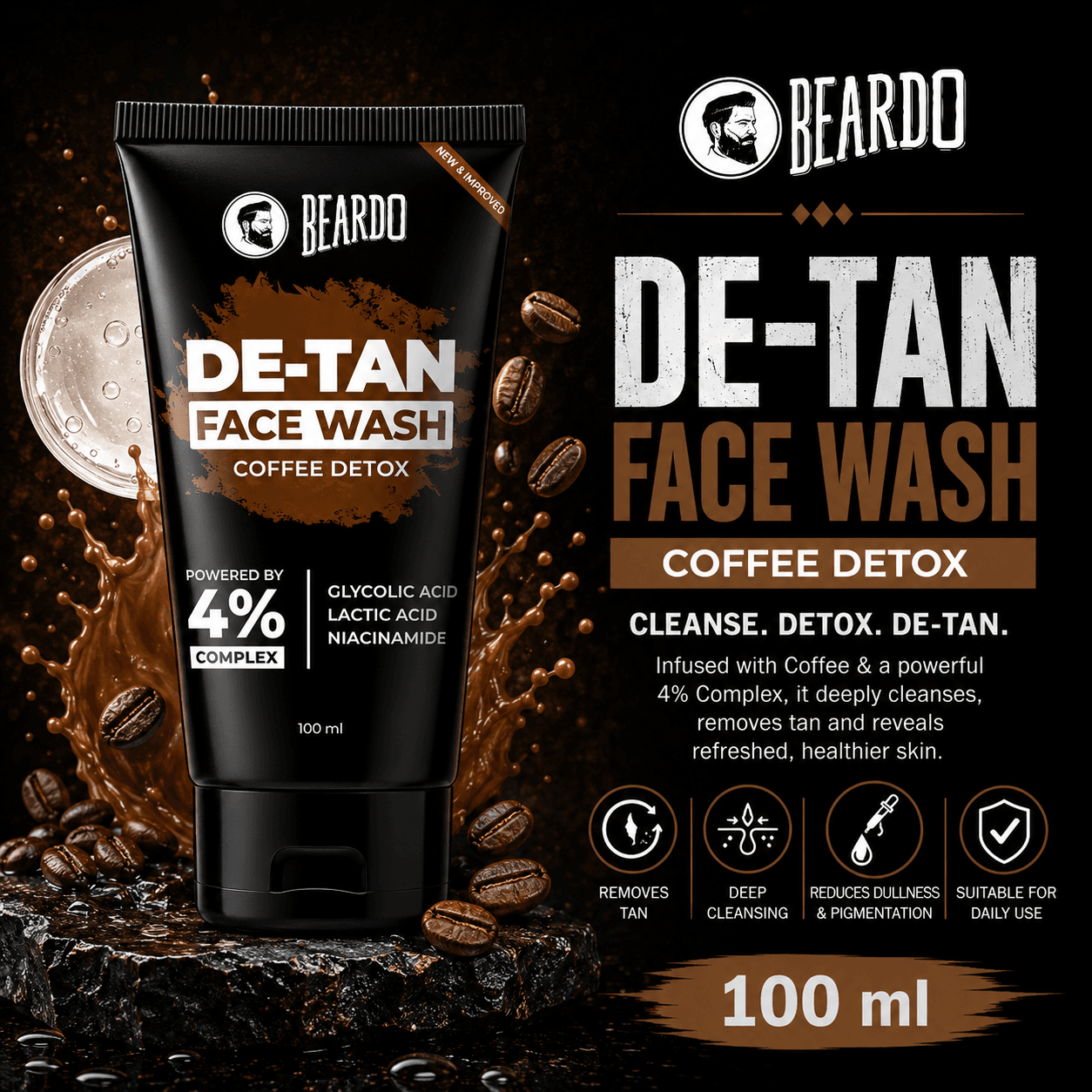 BEARDO DE-TAN FACE WASH COFFEE DETOX 100ml