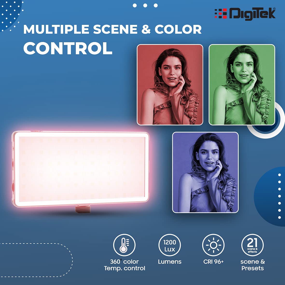 DIGITEK PORTABLE RGB LED VIDEO LIGHT D135