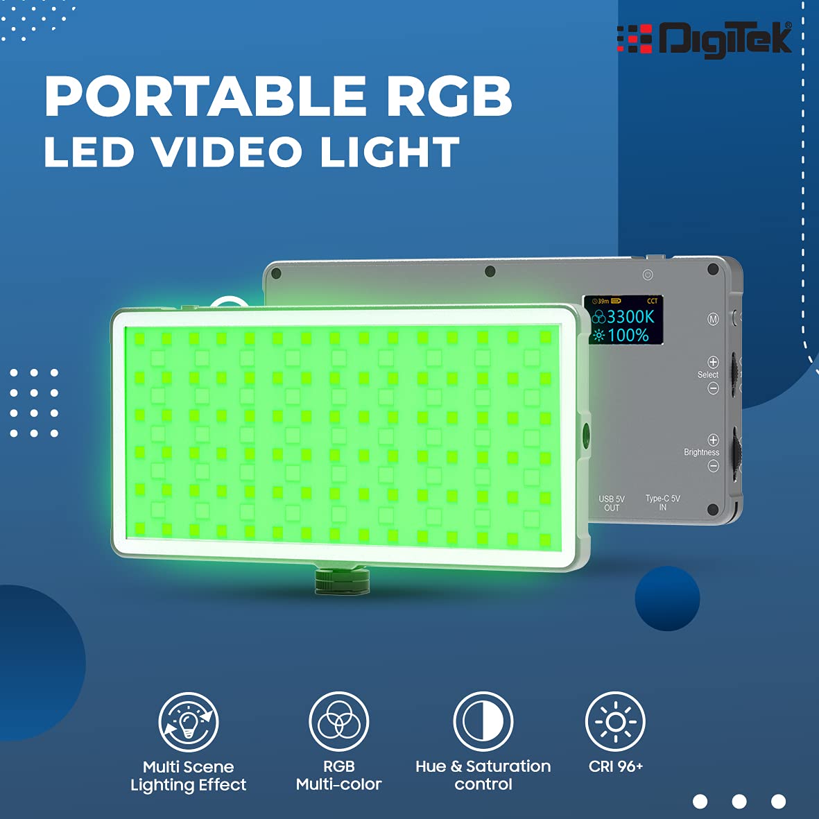 DIGITEK PORTABLE RGB LED VIDEO LIGHT D135