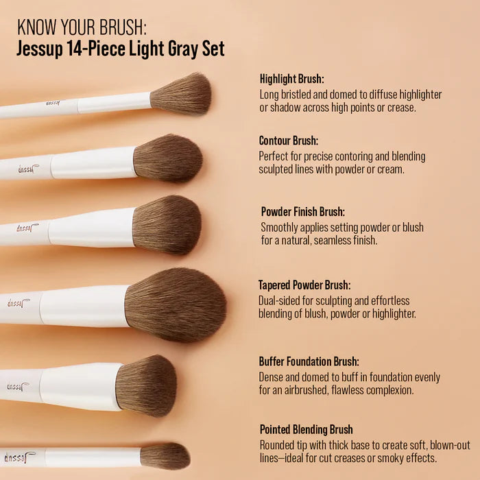 JESSUP LIGHT GRAY 14 BRUSH SET