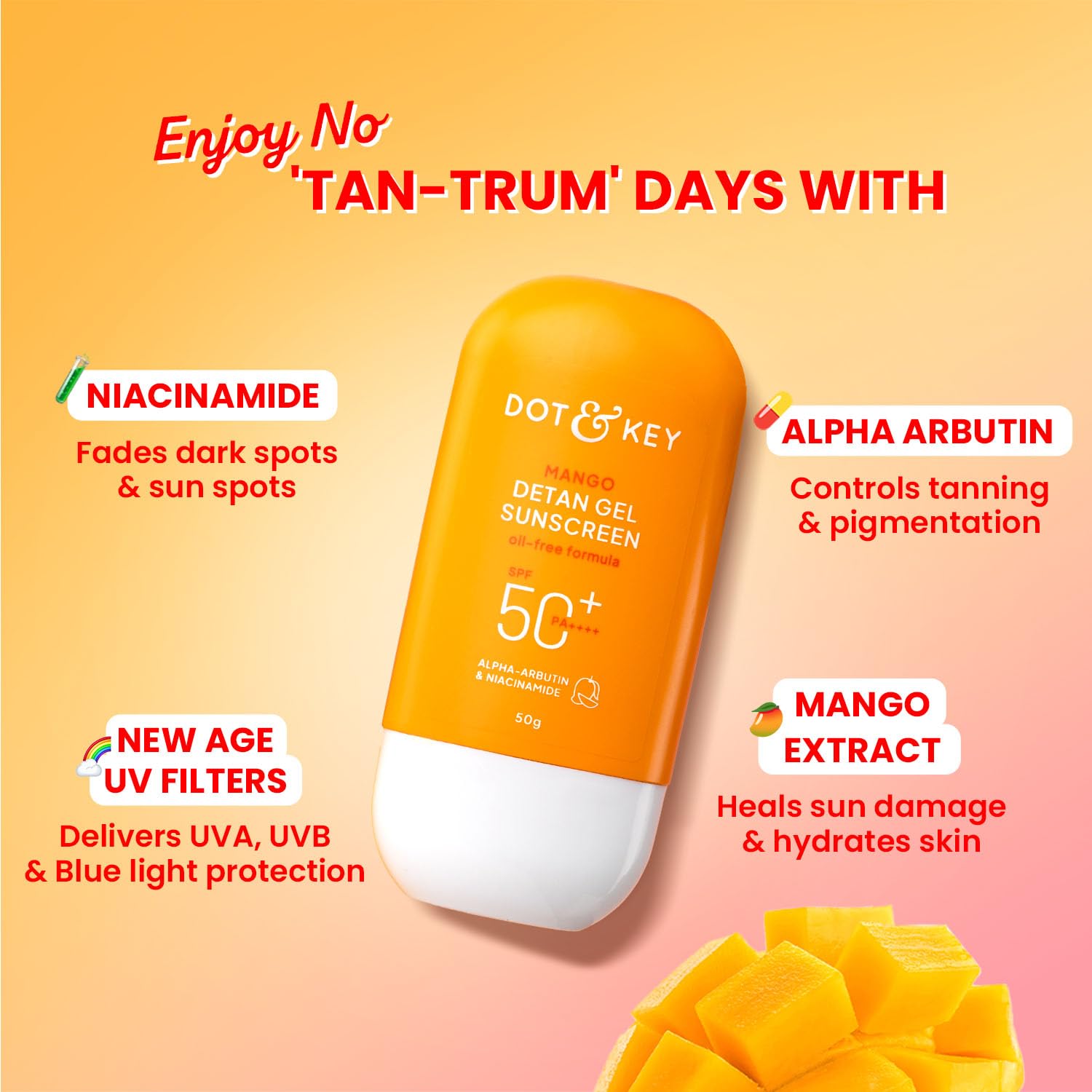 Dot & Key Mango Detan Gel Sunscreen SPF 50+ PA++++ 80 g