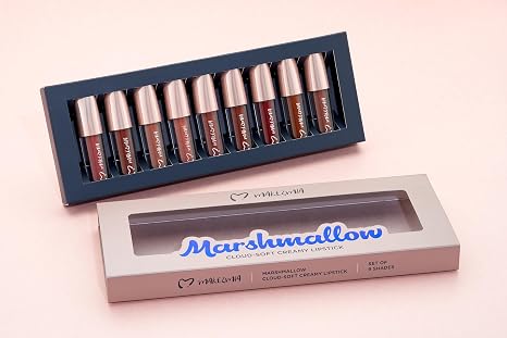 Makezmia Marshmallow Cloud Soft Creamy Lipstick Set of 9 Shades