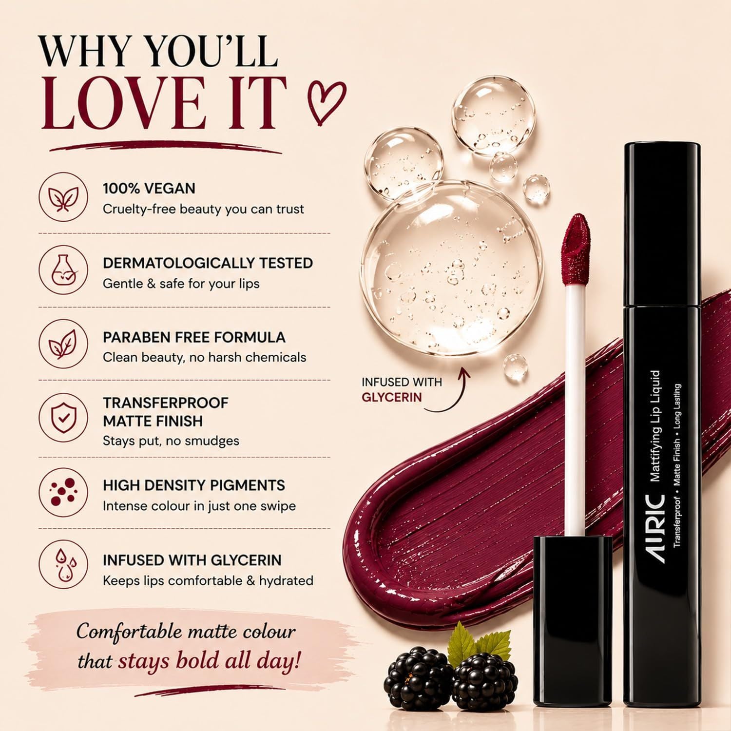 Auric Mattifying Lip Liquid - 4 ml