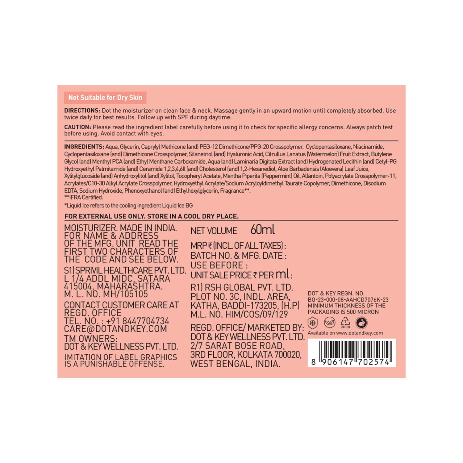 Dot & Key Watermelon Cooling Icy Gel Moisturizer with Hyaluronic