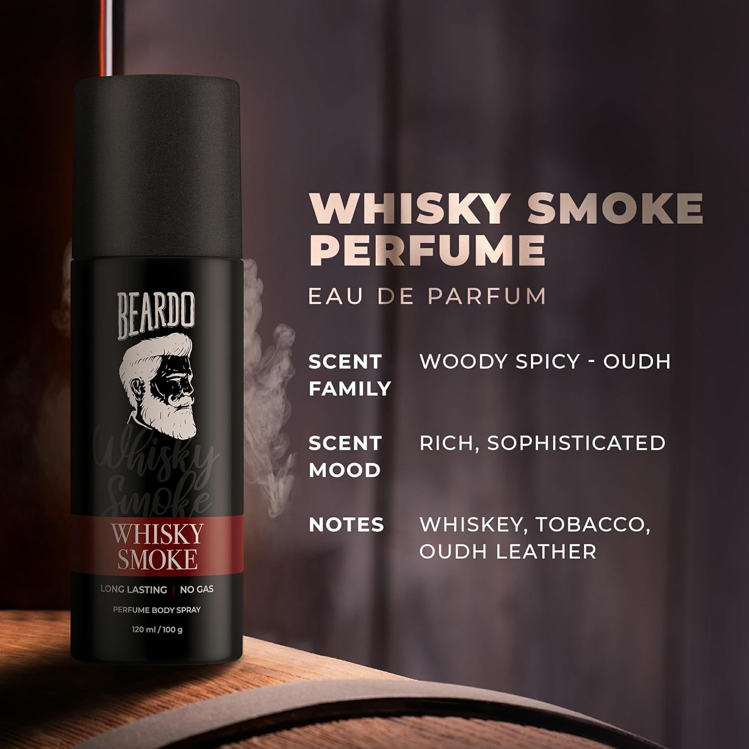 Beardo Whisky Smoke Perfume Body Spray for Men 120ml