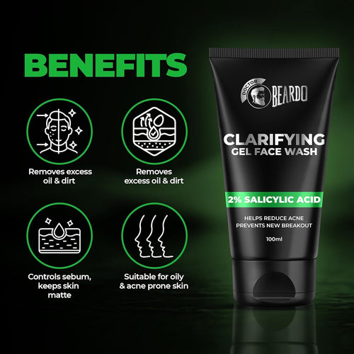 BEARDO CLARIFYING GEL FACE WASH 2% SALICYLIC ACID 100ml