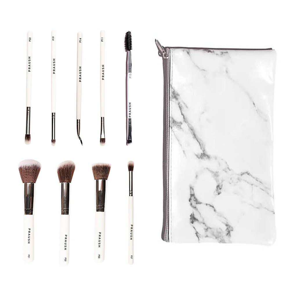 PRAUSH PROFESSIONAL MAKEUP BRUSHES SET OF 9 BRUSHES