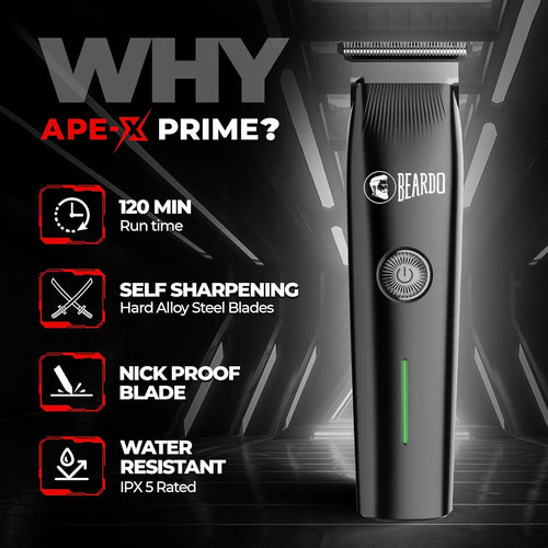 Beardo Ape-X Prime 3-in-1 Multipurpose Trimmer for Men | Grooming Kit : Beard Trimmer, Precision Trimmer, Ear & Nose Trimmer | Stainless Steel self-sharpening blades | Type C charging