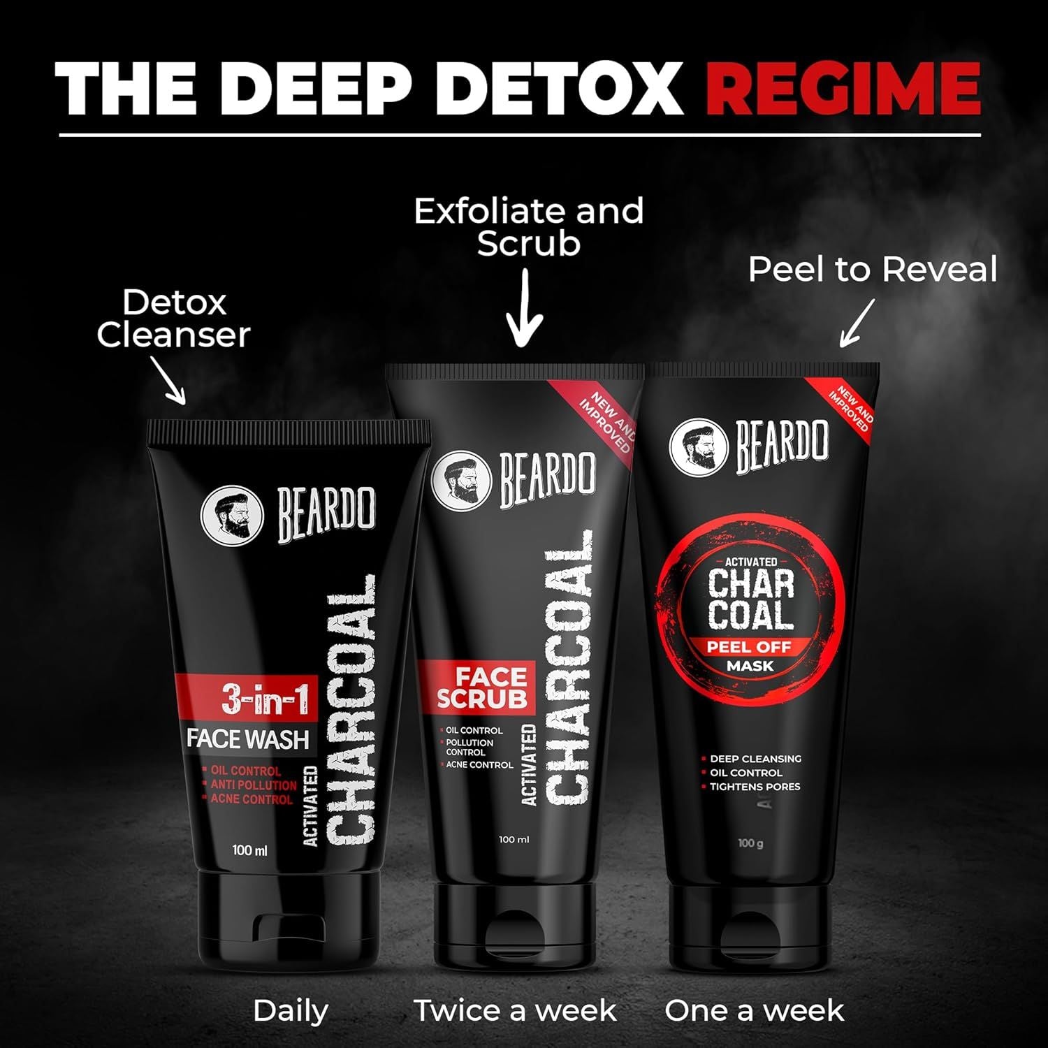 BEARDO CHARCOAL ACTIVATED 3 IN 1 FACE WASH 100ml