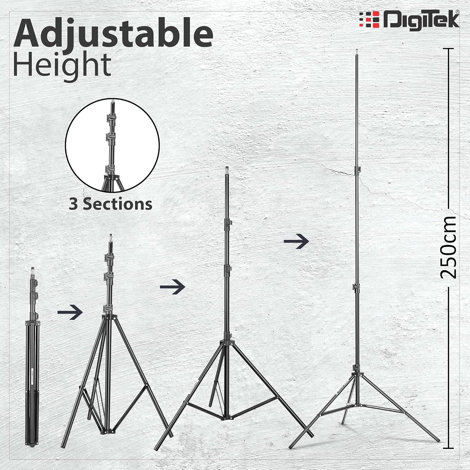 Digitek DLS-9FT Aluminum Alloy Light Stand 9 Feet