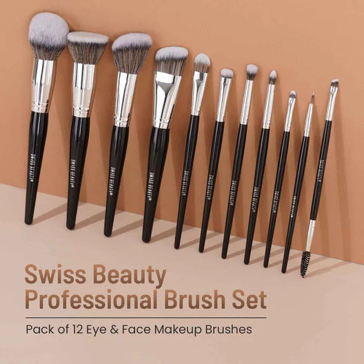 SWISS BEAUTY PROFESSIONAL SERIES SET OF 12 BRUSHES