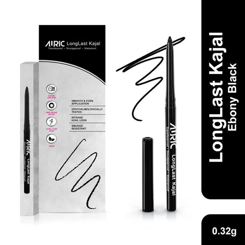 Auric LongLast Kajal, Ebony Black - 0.32 g