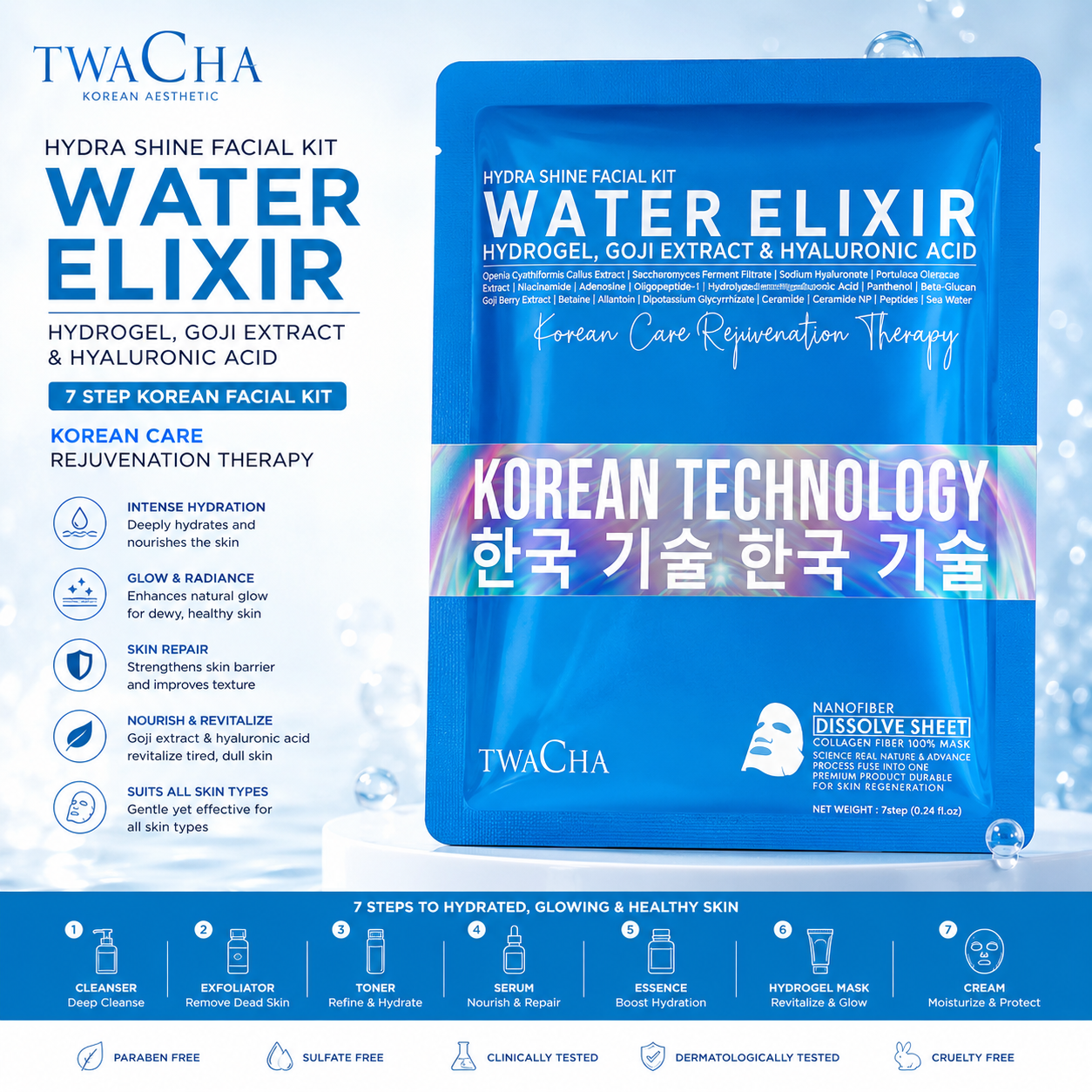 TWACHA WATER ELIXIR 7 STEP KOREAN FACIAL KIT