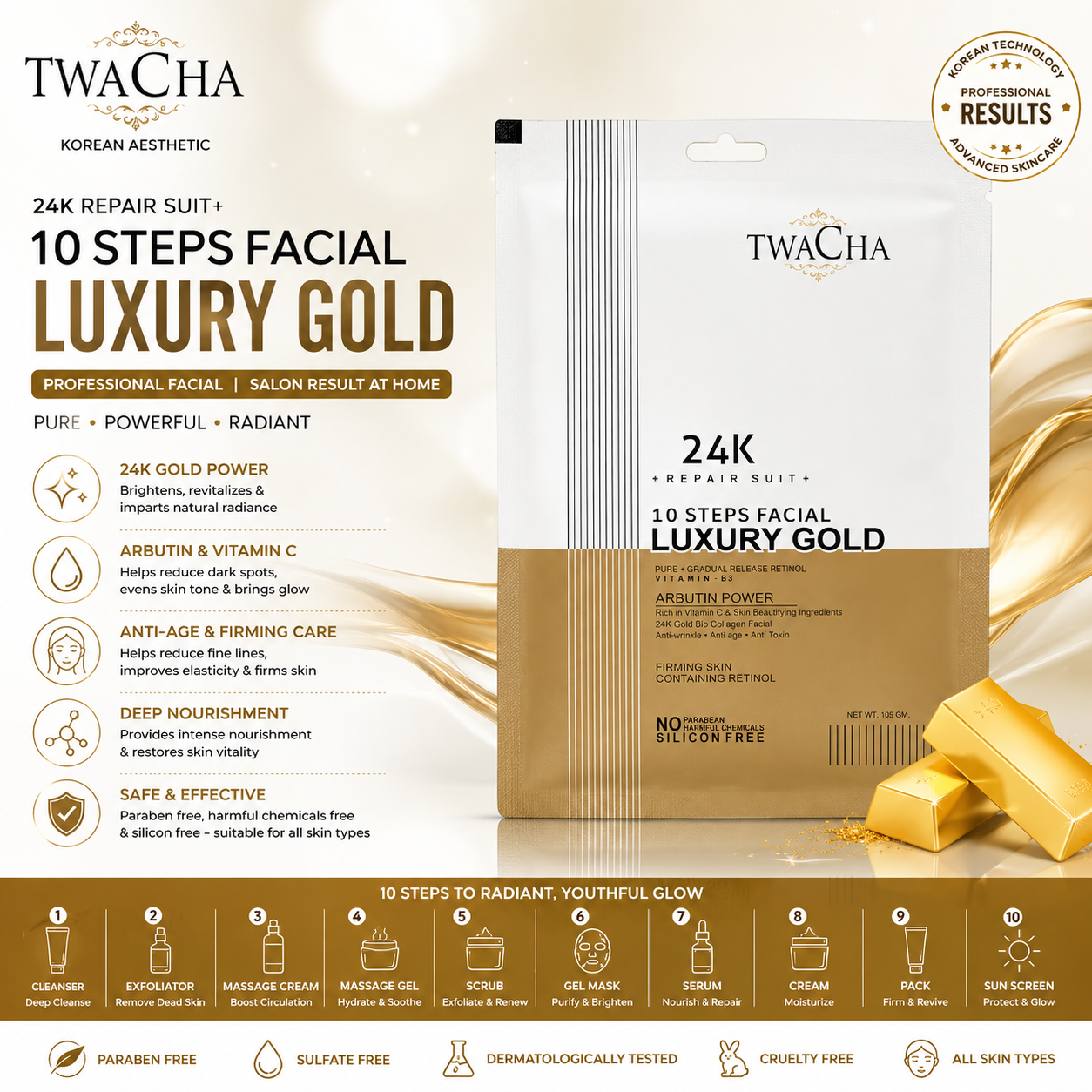 TWACHA 10 STEPS GOLD SINGLE FACIAL