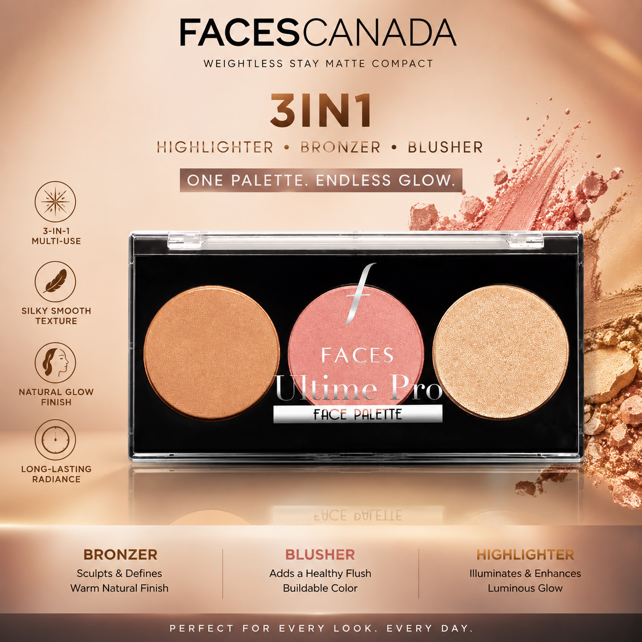 FC UP 3IN1 HIGHLIGHTER BRONZER BLUSHER