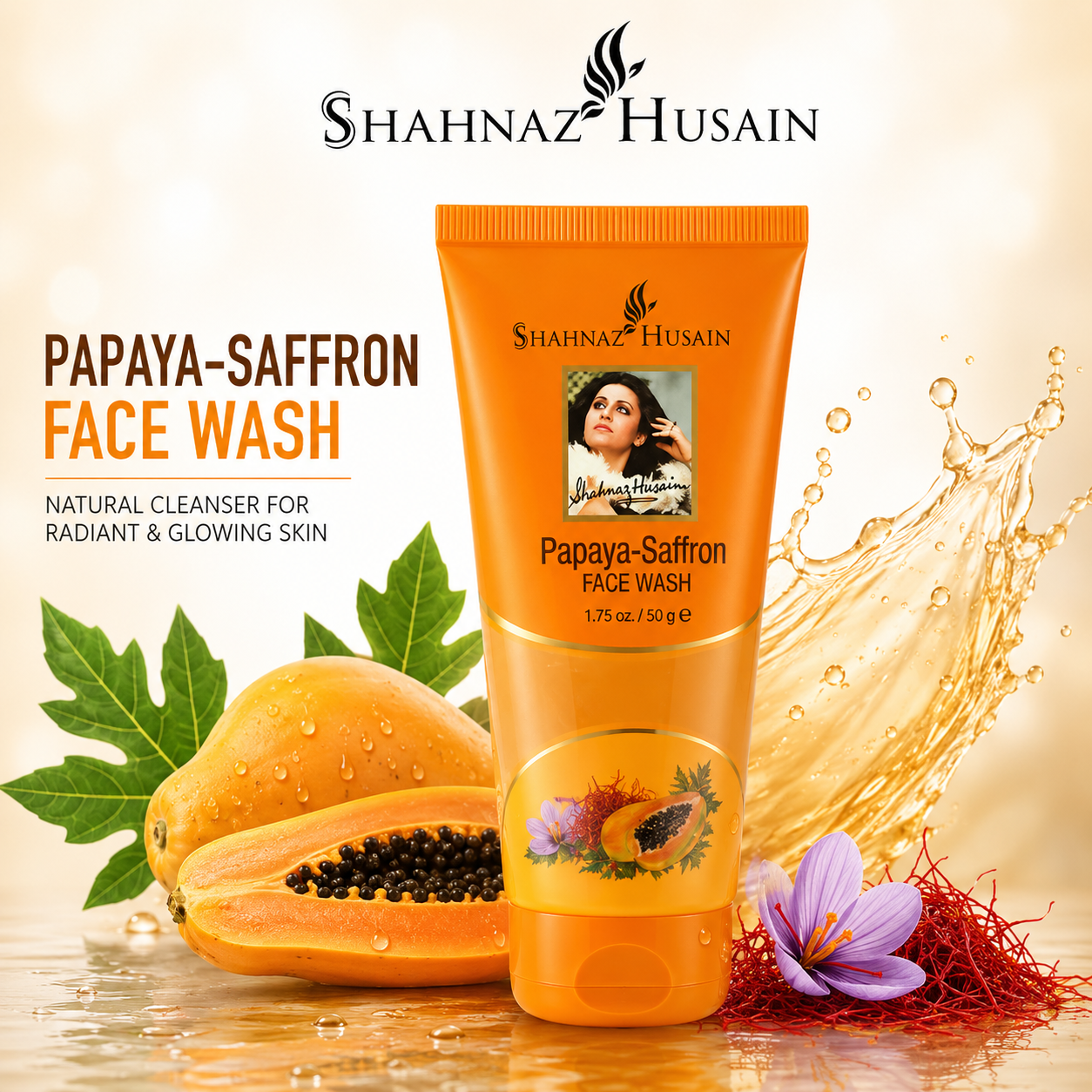 Shahnaz Husain PAPAYA SAFFRON FACE WASH