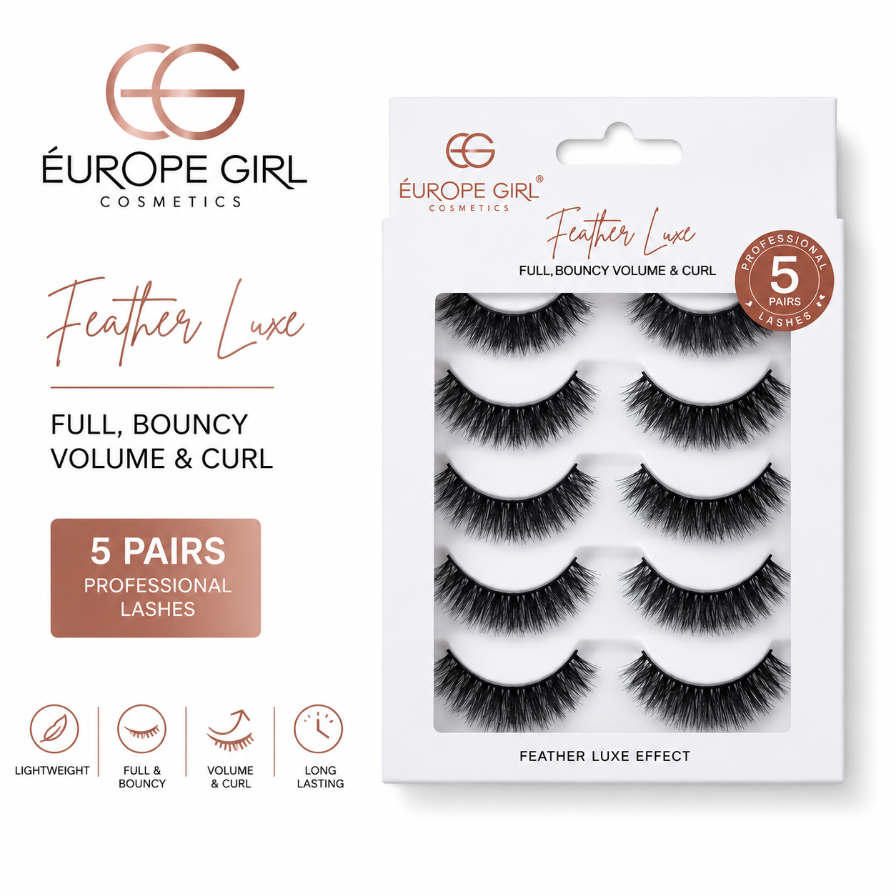 EUROPE GIRL Feather Luxe EYELASH 5 IN 1 SET