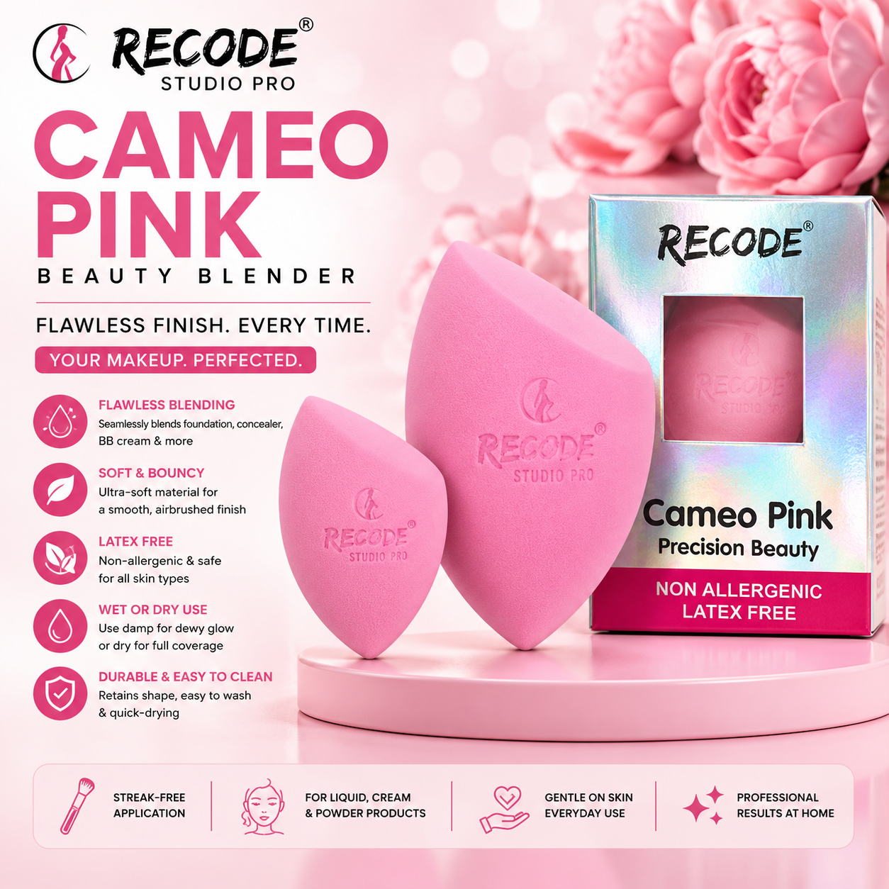 RECODE CAMEO PINK BEAUTY BLENDER
