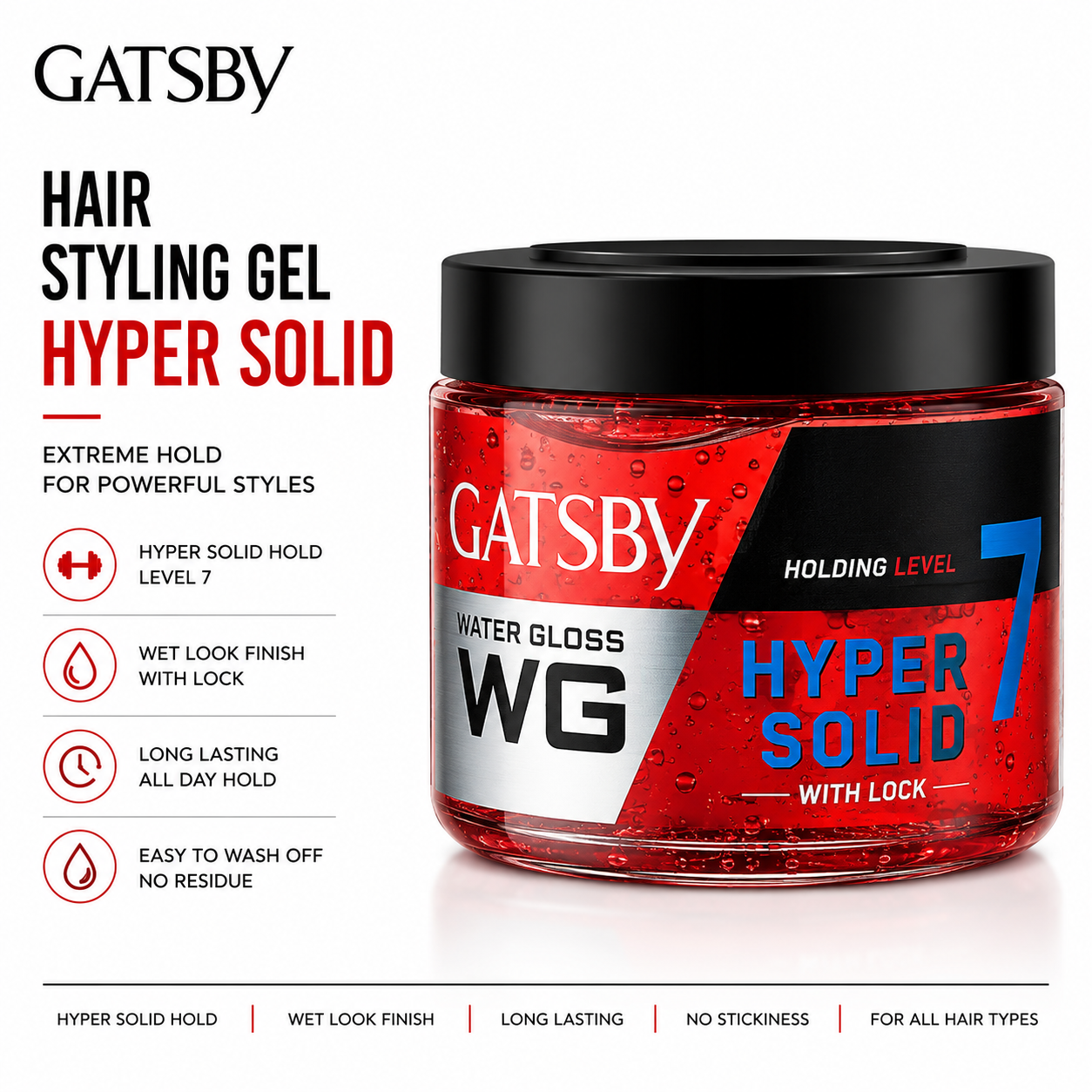 GATSBY HAIR STYLING GEL HYPER SOLID