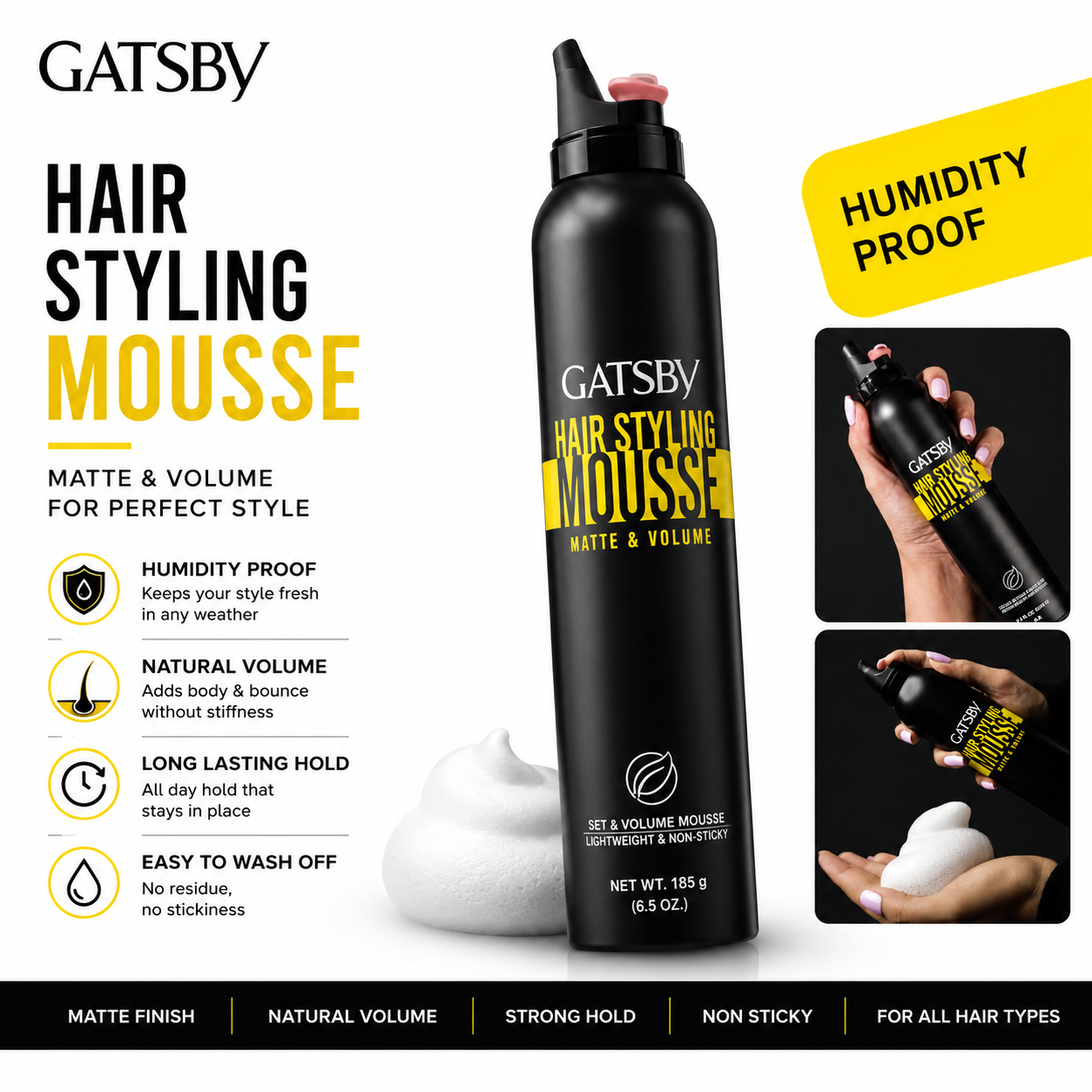 GATSBY HAIR STYLING MOUSSE