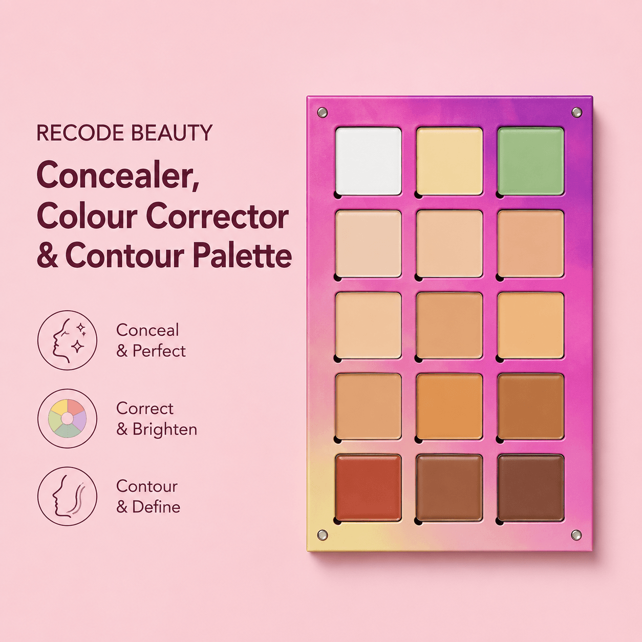 Recode Beauty Concealer, Colour Corrector & Contour Palette