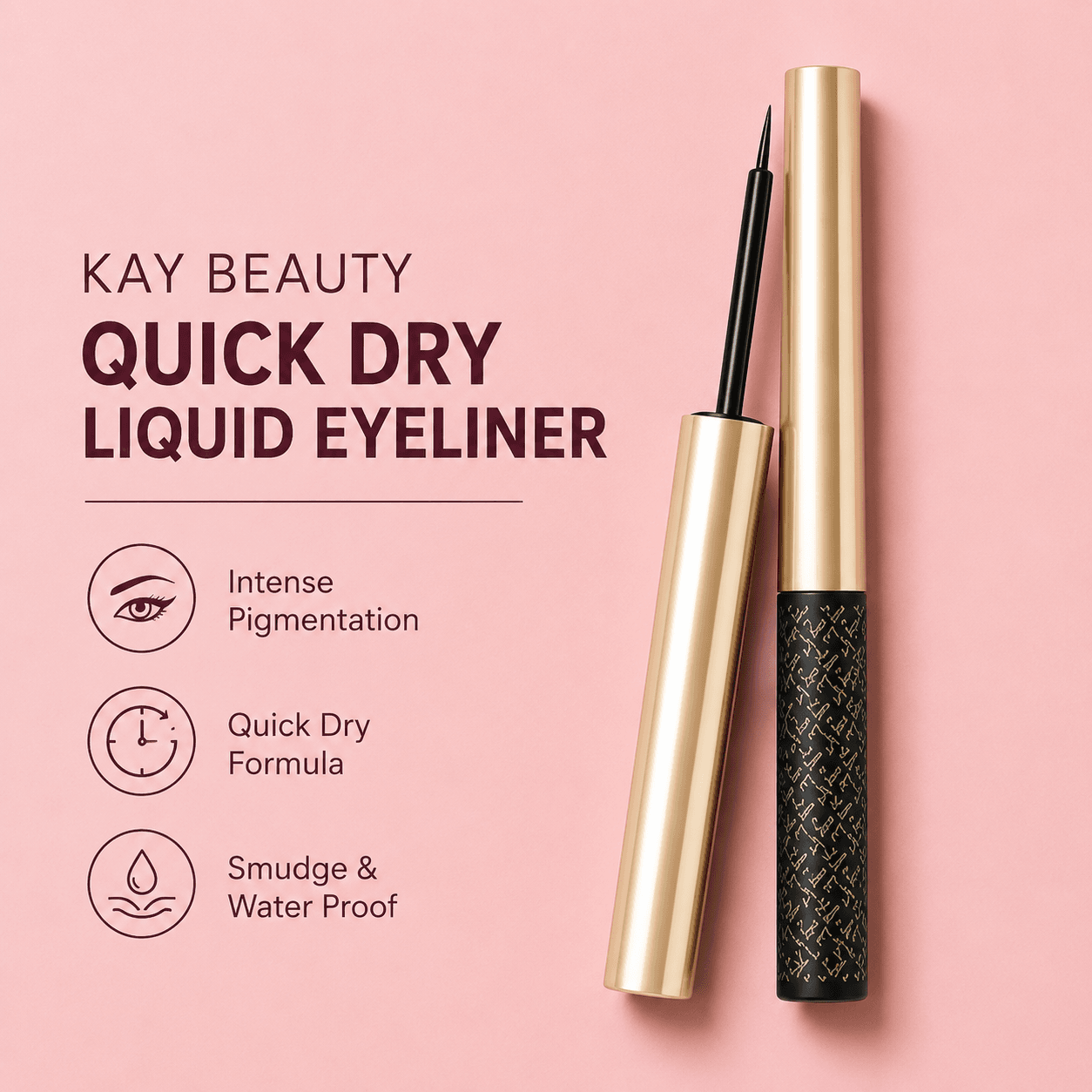 Kay Beauty Quick Dry Liquid Eyeliner - Black Canvas (3ml)