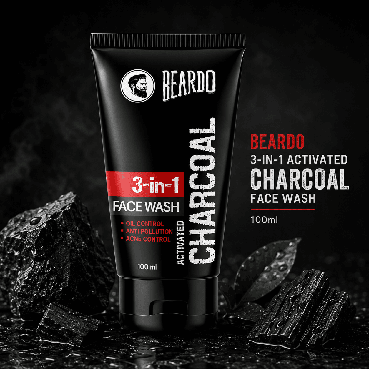 BEARDO CHARCOAL ACTIVATED 3 IN 1 FACE WASH 100ml