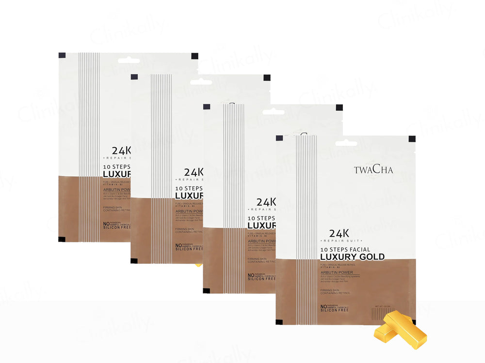 TWACHA 10 STEP LUXURY GOLD FACIAL 24K PACK OF 4