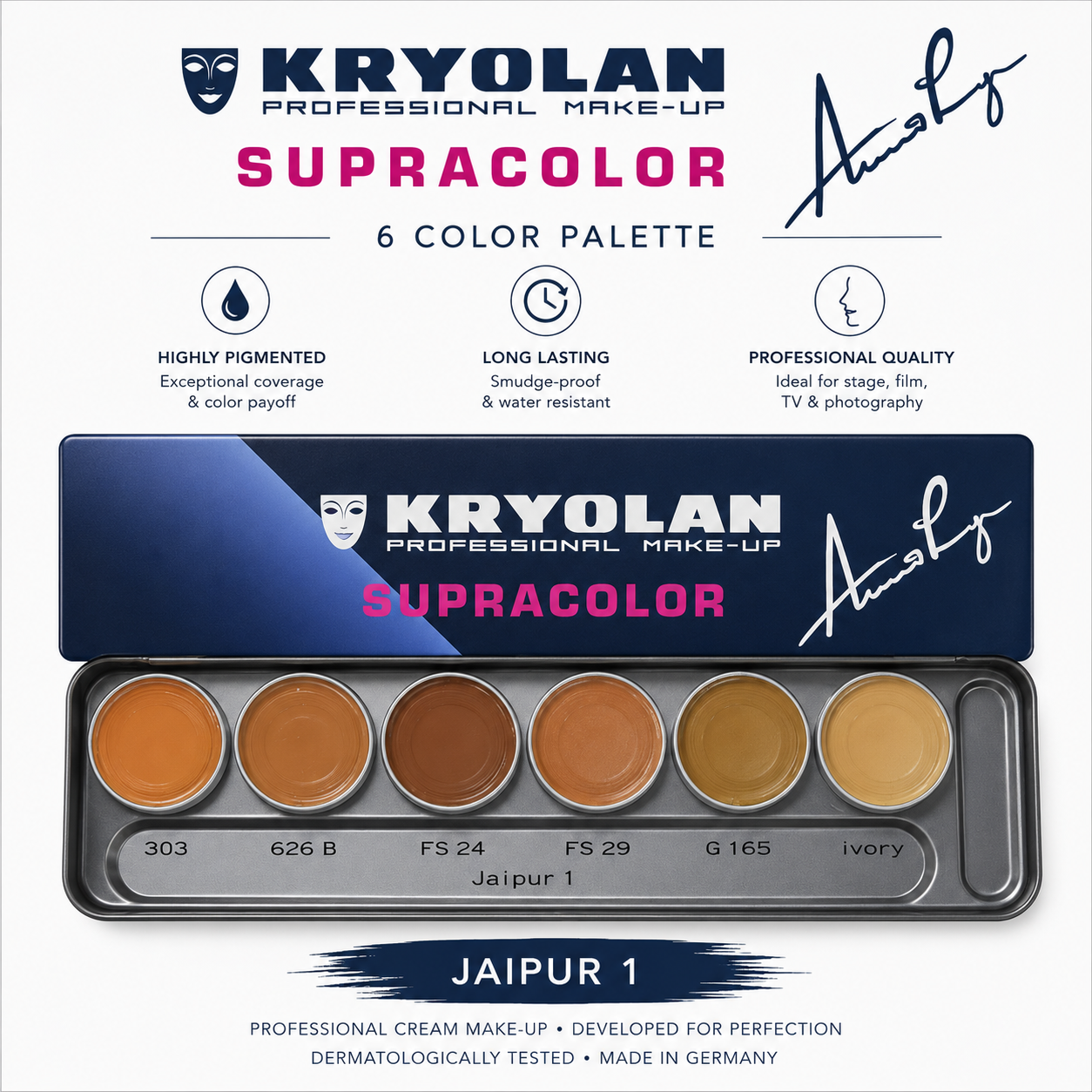 Kryolan Supracolor Professional Makeup Palette - 6 Color - Jaipur 1