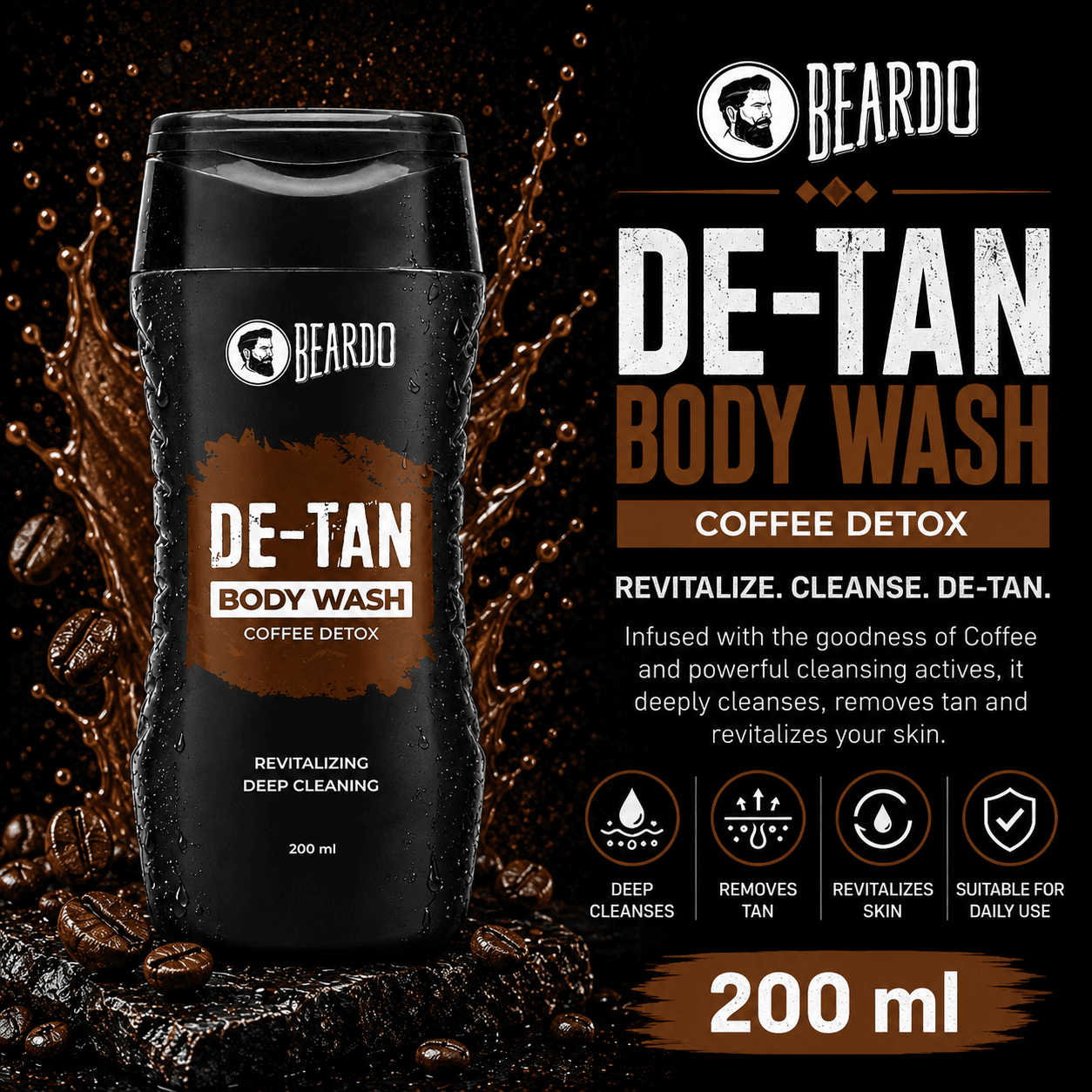 BEARDO DE-TAN BODY WASH COFFEE DETOX 200ml