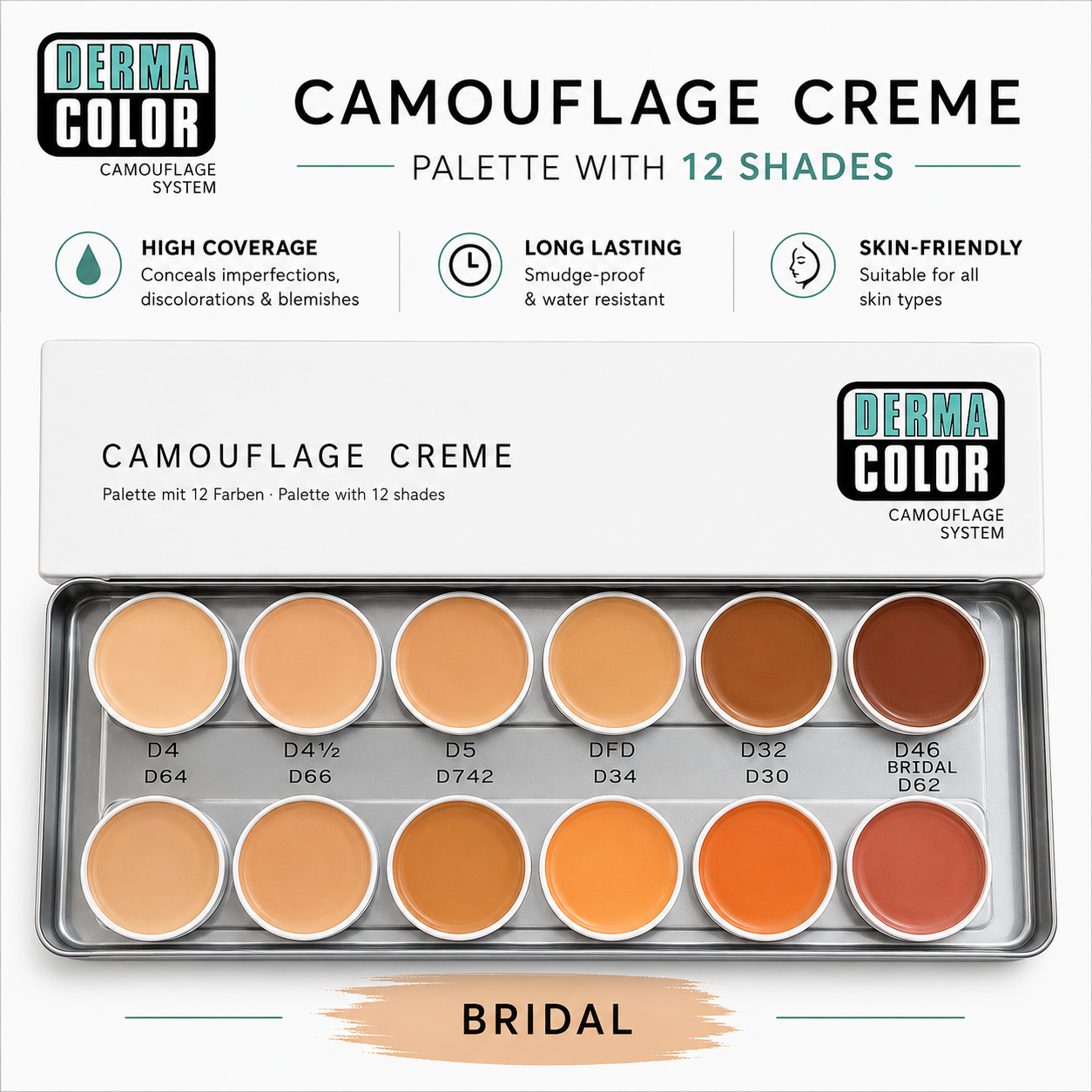 Dermacolor Camouflage Creme Palette - 12 Color - Bridal
