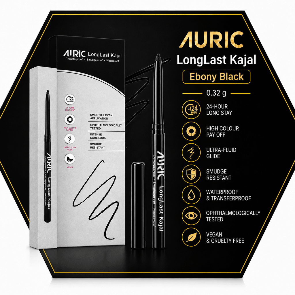 Auric LongLast Kajal, Ebony Black - 0.32 g