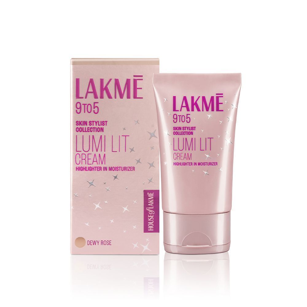 Lakme Lumi Lit Strobe Cream Highlighter + Moisturizer + Primer With Hyaluronic Acid & Niacinamide Dewy Rose