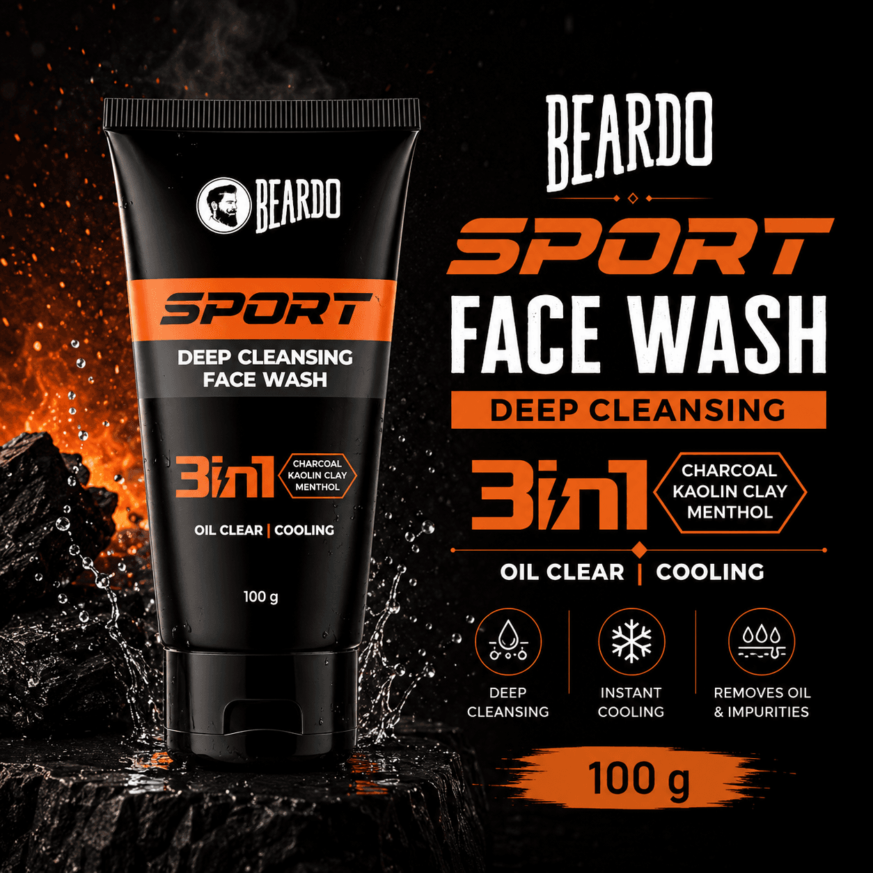 Beardo Sports Face Wash for Men- 100g