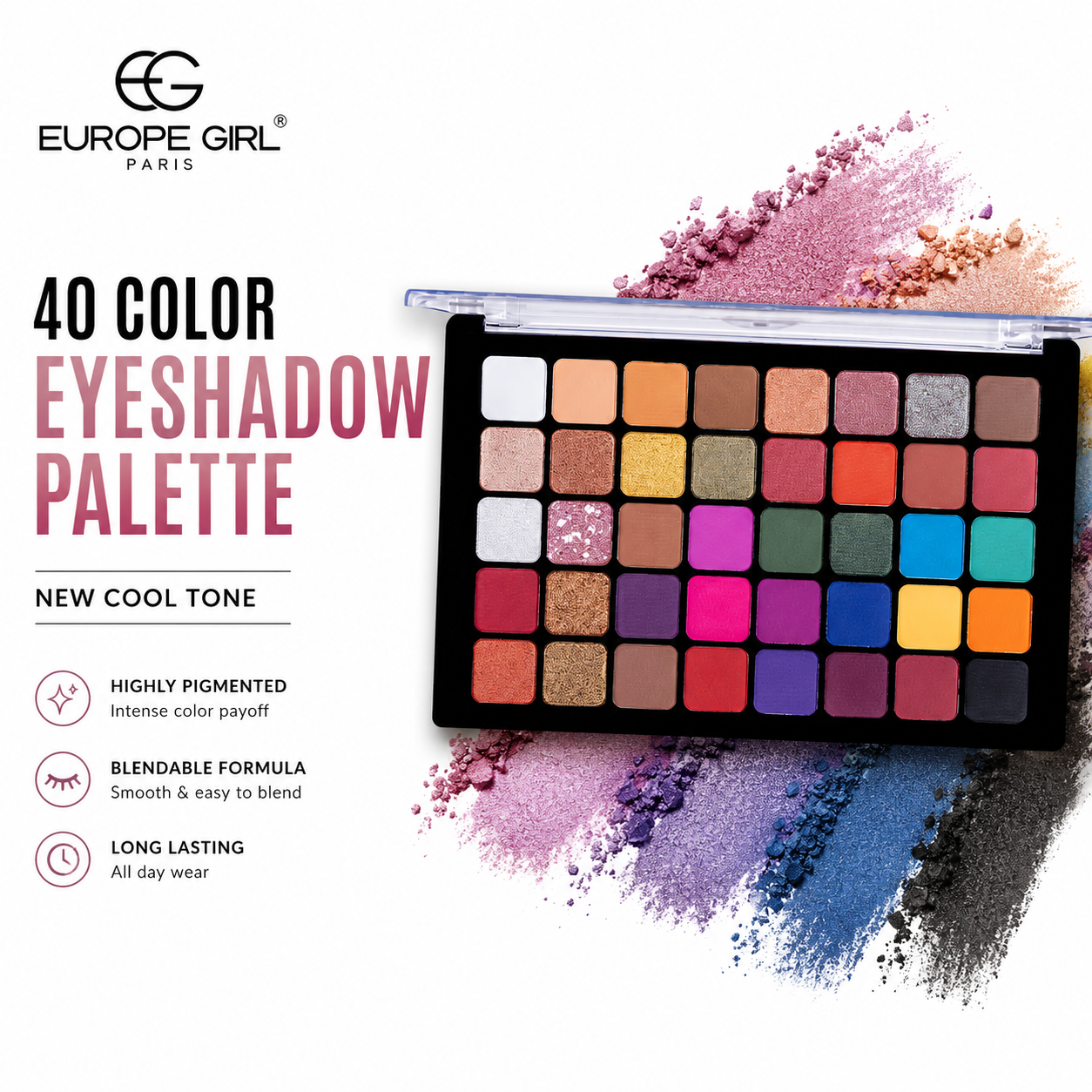 EUROPE GIRL 40 Color Eyeshadow Palette - New Cool Tone