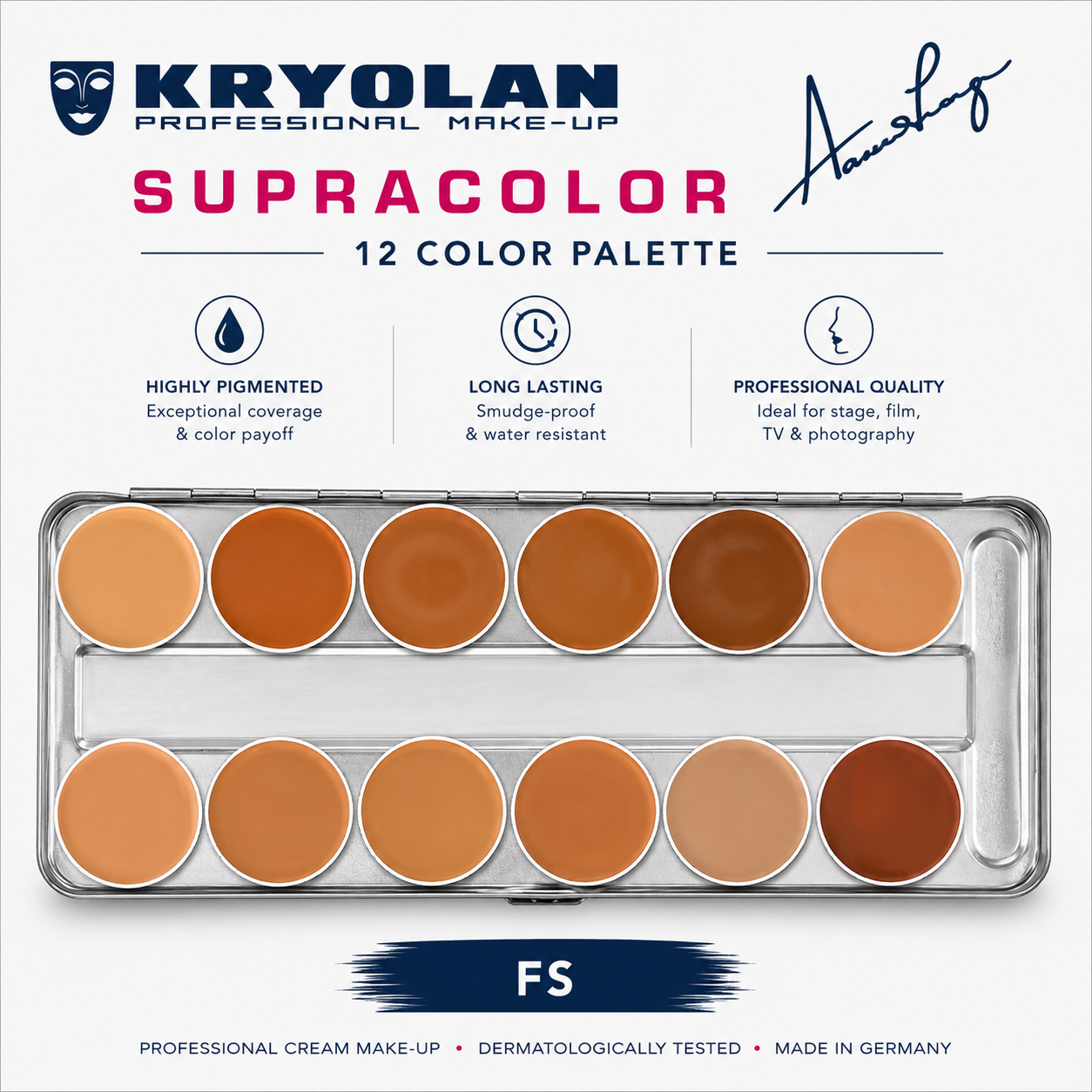 Kryolan Supracolor Professional Makeup Palette - 12 Color - FS
