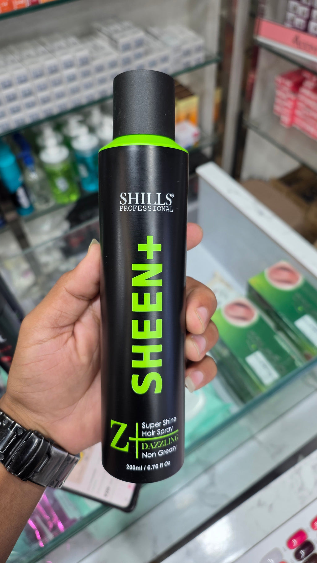 Shills sheen+ hair spray